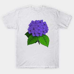 Blue Hydrangea With Leaves T-Shirt